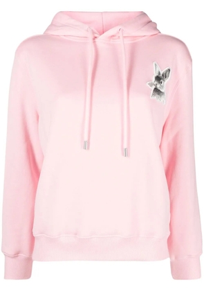 Lanvin rabbit-embroidered drawstring hoodie - Pink