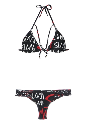 Amir Slama logo print bikini set - Black