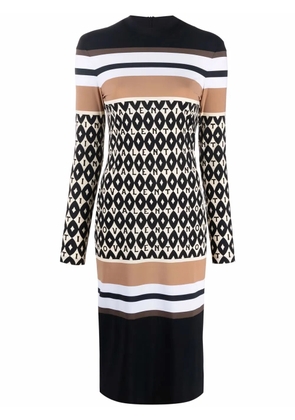 Valentino Garavani logo-pattern striped dress - Black