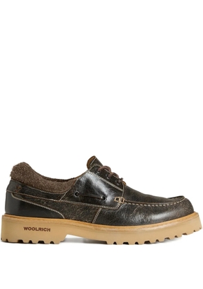 Woolrich leather lace-up boat shoes - Brown