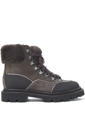 Peserico lace-up shearling-trim boots - Brown