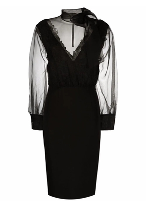 Valentino Garavani pussy-bow sheer dress - Black