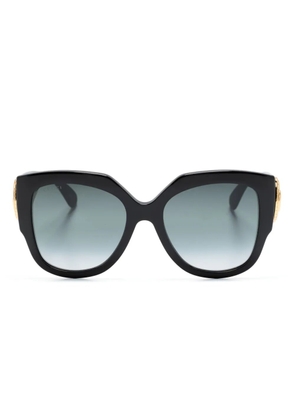 Gucci Eyewear logo-plaque round-frame sunglasses - Black