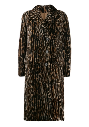 Yves Salomon ocelot print coat - Brown