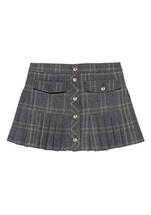 Maje pleated checked button mini skirt - Grey