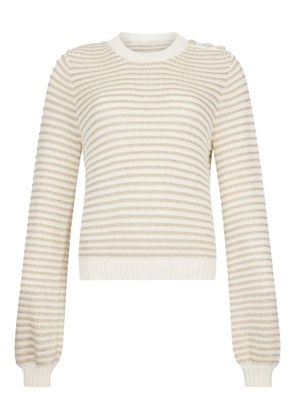 LIU JO striped button-detailed jumper - 04120 WHITE