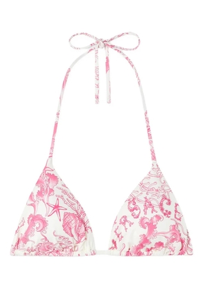Versace floral-print triangle bikini top - White