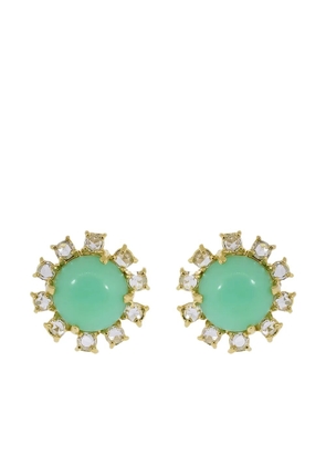 Irene Neuwirth 18kt yellow gold mint chrysoprase and diamond stud earrings - Green