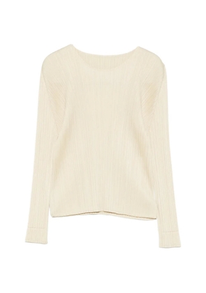 Pleats Please Issey Miyake Monthly Colors December long-sleeve pleated T-shirt - Neutrals
