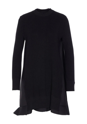 sacai knit-panel ruffled mini dress - Black