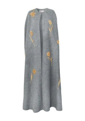 Carolina Herrera tulip-embroidered cape - Grey