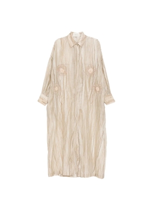 SHATHA ESSA floral embroidered shirt dress - Neutrals