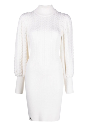 Philipp Plein cable-knit high-neck dress - White