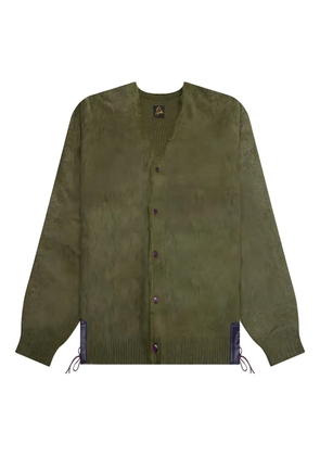 Needles leather-patch cardigan - Green