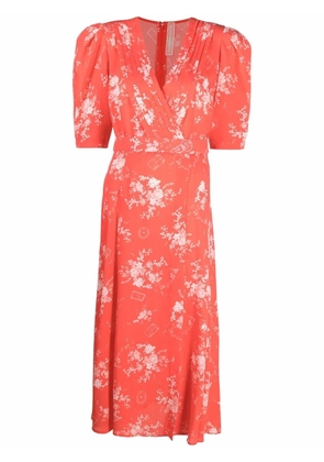 Ulyana Sergeenko floral-print midi dress - Red