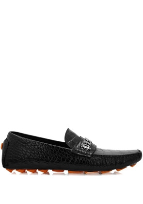 Philipp Plein crocodile-embossed leather loafers - Black