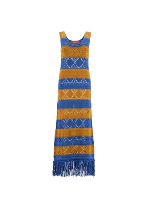 La DoubleJ open stitch fringed dress - Blue
