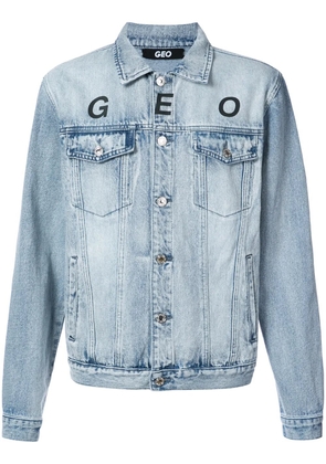 Geo Globe marble denim jacket - Blue