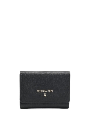Patrizia Pepe grained-leather logo-print purse - Black