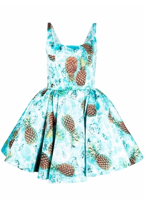 Philipp Plein Duchesse pineapple skies-print mini dress - Blue
