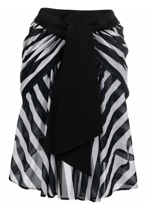 Saint Laurent Pre-Owned 1988 asymmetric stripe-print skirt - Black