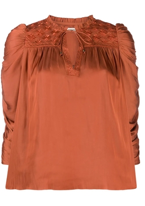 Ulla Johnson ruched puff sleeve blouse - Red