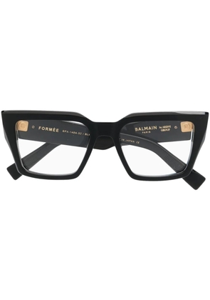 Balmain Eyewear oversize-frame logo-plaque glasses - Black