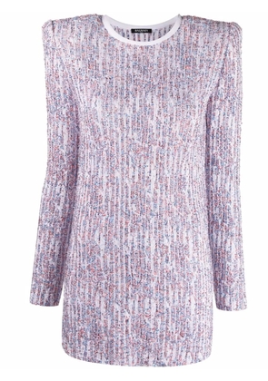Balmain sequin-embellished long-sleeve dress - Blue