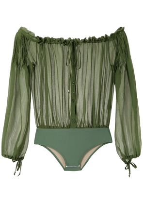 Amir Slama ruched off-shoulder body - Green