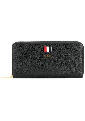 Thom Browne grosgrain-tab leather continental wallet - Black