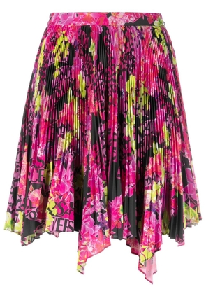 Versace logo-print pleated asymmetric skirt - Pink