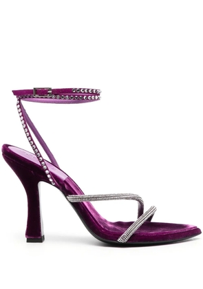 3juin crystal-strap velvet sandals - Purple