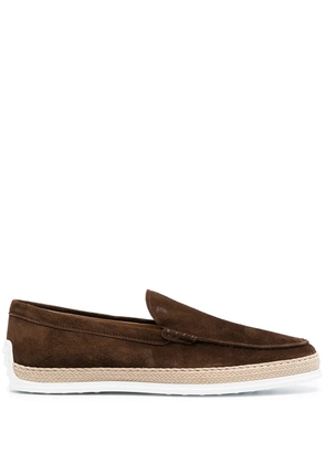 Tod's almond-toe suede loafers - Brown
