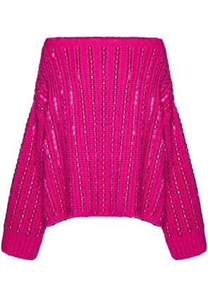Valentino Garavani embroidered off-shoulder jumper - Pink