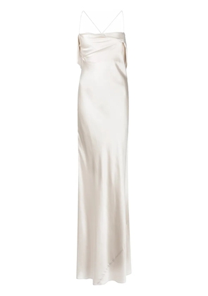 Michelle Mason silk cowl neck gown - White