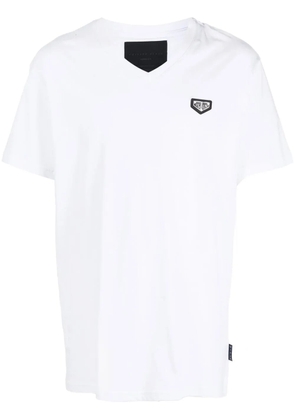 Philipp Plein logo-plaque V-neck T-shirt - White