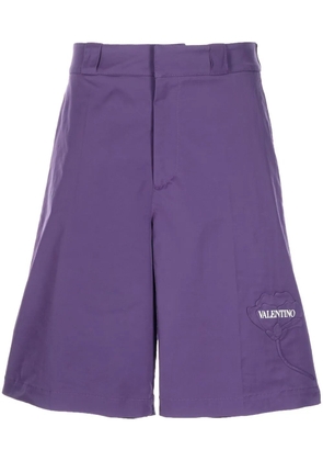 Valentino Garavani floral-appliqué shorts - Purple