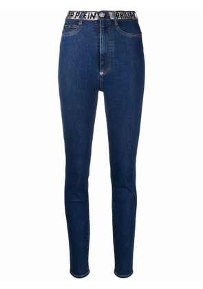 Philipp Plein logo-embellished skinny-leg jeans - Blue