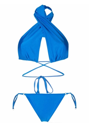Noire Swimwear shiny-finish triangle-cup bikini set - Blue