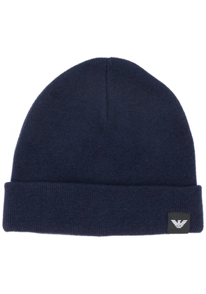 Emporio Armani logo patch beanie - Blue