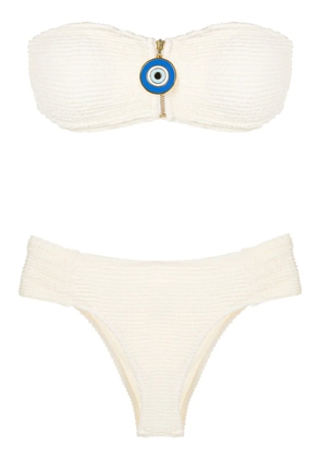 Brigitte evil-eye strapless bikini - White