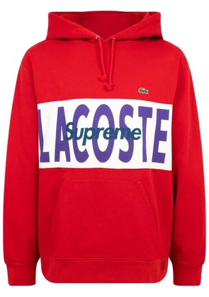 Supreme x Lacoste Logo Panel drawstring hoodie - Red
