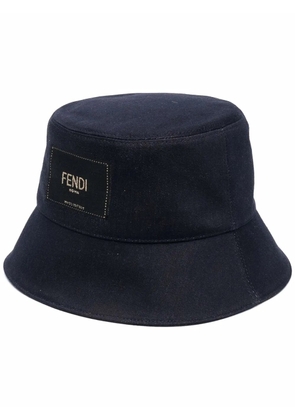 FENDI logo-patch bucket hat - Blue