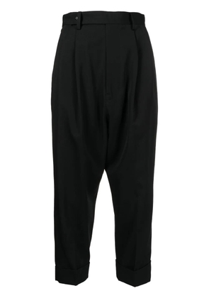 Yohji Yamamoto wool cropped tapered-trousers - Black