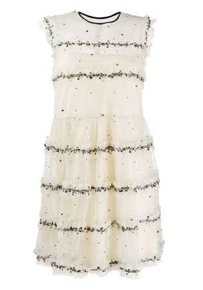 RED Valentino tulle tiered mini dress - Neutrals