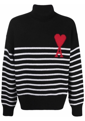 AMI Paris Ami de Coeur striped jumper - Black