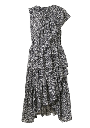 Goen.J floral print asymmetric ruffled dress - Blue