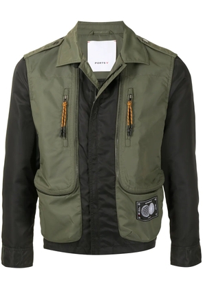 Ports V panelled zipped bomber jacket - Green
