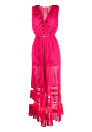 TWINSET pleated stripe-panel jumpsuit - Pink