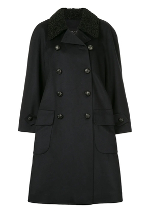 CHANEL Pre-Owned 1985-1993 contrast-collar midi coat - Blue
